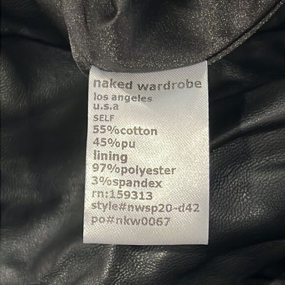NWT Naked Wardrobe Runway Collection Faux Leather Ruched Mini Dress Medium - Picture 14 of 15